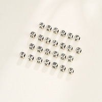 Perles de lettres A-Z carrées de 4 mm, cube en argent sterling 925, 26 perles de lettres initiales de l'alphabet pour la fabrication de bracelets DIY
