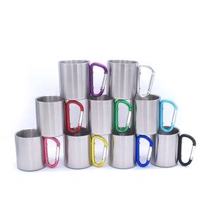 Taza de acero inoxidable personalizable con asa de sublimación, mosquetón de metal para acampada - Product Image 1