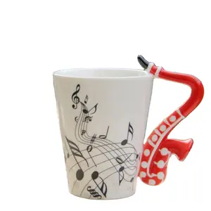 Tasses à café en céramique avec design de piano 3D, style guitare, instrument musical, 1 pièce