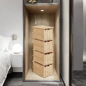 Natural Water Hyacinth Storage <b>Baskets</b> Woven <b>Rope</b> Organizer Bins Rectangle Drawer Style for Bathroom Bedroom Home - Product Image 3