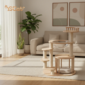 مخصص فاخر القط برج شجرة منزل دائم لوازم الحيوانات الأليفة في الأماكن المغلقة مع أرجوحة لينة إطار تسلق القط - Product Image 1