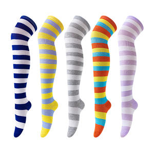 ถุงเท้ายาวลายทางถักกันแบคทีเรียสำหรับผู้หญิงถุงเท้าเข่าญี่ปุ่นคอสเพลย์คริสต์มาสฤดูใบไม้ร่วง - Product Image 3