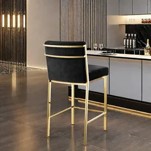 Hochwertiger samt-Contact-Stuhl mit Edelstahl eleganter Stuhl für Inselküchen-Barmöbel