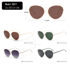Lunettes de soleil œil de chat, monture argentée, verres verts, unisexe adulte, protection UV400 - Product Image 3