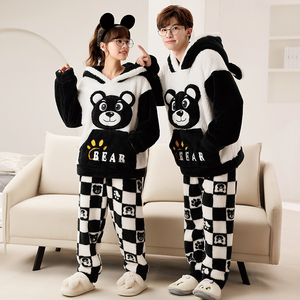 Fashion Winter Warm Sleepwear Sets <strong>Christmas</strong> <strong>Pyjamas</strong> Family Cartoon Flannel Pajamas for <strong>Couple</strong> - Product Image 2