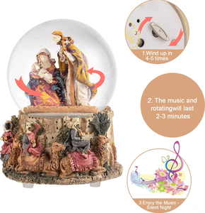 Bán Buôn Tùy Chỉnh Nhựa Lưu Niệm Công Giáo Nước Bóng Tôn Giáo Chúa Giáng Sinh Cảnh Âm Nhạc Giáng Sinh Mary Và Chúa Giêsu Tuyết Toàn Cầu - Product Image 5