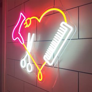 <span class=keywords><strong>Enseigne</strong></span> au néon LED de salon de coiffure, lumières au néon de décor de <span class=keywords><strong>coiffeur</strong></span> d'USB, veilleuses lumineuses de panneau de tenture murale, 51X45cm - Product Image 4