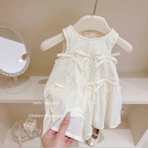 Child Star Circle Korean Style Sleeveless Baby Girl Dress Breathable Solid Color Bow Vest Summer Outfit For Girls - Product Image 2