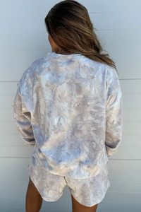 Shewin Wholesale 2025 Outfits Fall Winter <strong>Lady</strong> Camo Leaf Print Pullover Sweatshirt and Short 2 Pieces Set for Women - Product Image 6