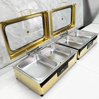 Luxuriöses Edelstahl-Buffet-Serviergeschirr, Elektrisches Beheizbares Speisenwärmer-Set für Hotel, Restaurant und Catering