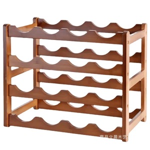 Range-bouteilles en bois massif, capacité 20-29 bouteilles, rangement domestique, étagère de présentation - Product Image 1