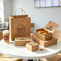 Boîte en carton ondulé de qualité alimentaire, écologique, avec logo personnalisé, pour la vente à emporter de hamburgers et frites