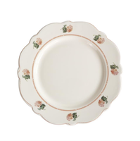 Veweet — assiette de service d'impression floral, assiette pour banquet en céramique, assiette à dîner de luxe en porcelaine pour restaurant