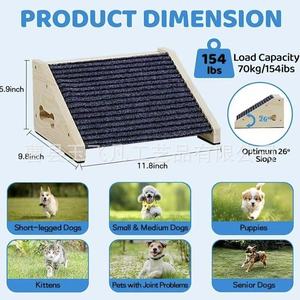 Rampe d'escalier en bois pour animaux de compagnie, antidérapante, échelle d'escalade pour chiens et chats, utilisation domestique, taille moyenne - Product Image 2