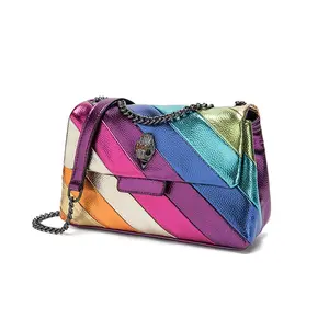 BM9339 sıcak satış kadınlar için çok renkli Patchwork İngiltere marka tasarımcısı moda Trend çanta PU omuzdan askili çanta