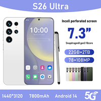 Smartphone S26 Ultra Écran OLED HD 7,3 pouces 144Hz Android 15 5G Mémoire 22 Go + 2 To 108 MP Charge rapide 100W Deca Core Espagnol