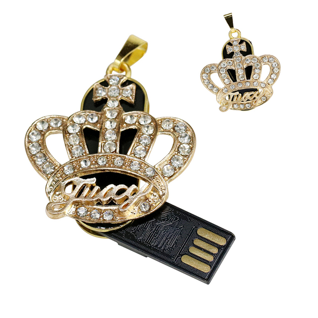 Usb Flash Drive Pendrive Crown King/Queen Pendant Cle Usb 32Gb 128Gb 64Gb 128 4 16 8 32 Gb Pen Drive Necklace Key Memory
