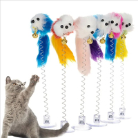 Jouet de dessin animé pour chat Bâton écologique pour animaux de compagnie Mini cloche tige de plume attrape-souris Teaser interactif pour chats en plastique et métal