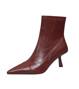 2025Retro Pointed Toe Thin Heel Versatile Elastic Ankle <b>Boots</b> - Product Image 1