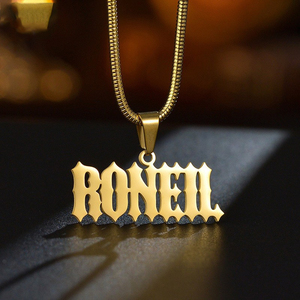 Nhà Máy hip-hop phong cách mặt dây chuyền có thể được tùy chỉnh với chữ cái tiếng anh Thép không gỉ Vòng cổ Cuban chuỗi - Product Image 4