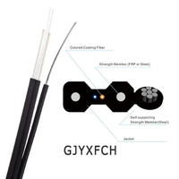Kabel Drop Fiber Optik FTTH 2 Core 4 Core GJXH Single Mode G652D/G657A1 LSZH/PVC Jacket FRP Strength Member