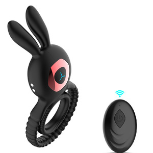 Remote-controlled rabbit vibrating semen-locking ring desensitizing anti-ejaculation penis <b>exerciser</b> resonance sex ring adult - Product Image 1