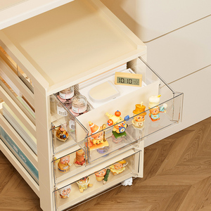 Carrito de Almacenamiento Estrecho que Ahorra Espacio con Cajones Transparentes, Vitrina para Figuras, Estante Lateral para Sala de Estudio - Product Image 2