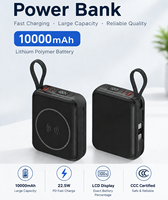 OEM Benutzerdefiniertes Logo 10000mAh Tragbares Ladegerät 22,5W Schnellladung Eingebautes Kabel Kabellose Powerbank LCD-Display für Mobiltelefone