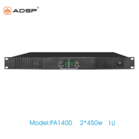 Amplificateur de puissance numérique professionnel en métal de classe D 2 canaux 1U 2*450W pour PA1400