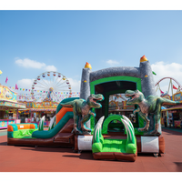 Tobogán Acuático Inflable Gigante de PVC con Forma de Barco Pirata para Exteriores, Garantía de 3 Años, Incluye Soplador, Kits de Reparación y Fácil Instalación