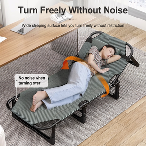 Portable Folding Steel Frame Camp & Office Nap <b>Bed</b> <b>Single</b> Outdoor Recliner-Durable Comfortable Minimalist Design - Product Image 3