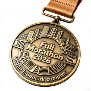 Venta Directa de Fábrica, Medalla 3D Personalizada de Metal Chapada en Oro, Impresión Offset, Cinta Roja y Blanca, Regalo Promocional con Temática Deportiva - Product Image 5