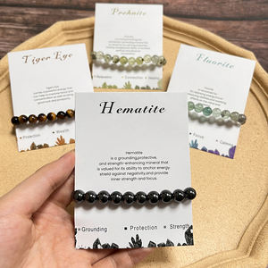 สร้อยข้อมือลูกปัดหินธรรมชาติ AAA ขนาด 8 มม. ยืดหยุ่น หินบำบัด คริสตัล สำหรับผู้หญิงและผู้ชาย - Product Image 2