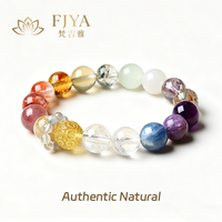 Bracelet en Citrine Naturelle, Améthyste et Pierre de Lune 11-12mm - Bijou Équilibrant Multi-Pierres Précieuses, Cadeau Spirituel pour Elle/Lui