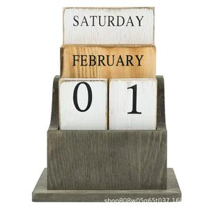 Lingyue Wooden Table <b>Calendar</b> 4.25x3.25x5.75 Inch Desktop Decorative Organizer For Home Office Use - Product Image 3