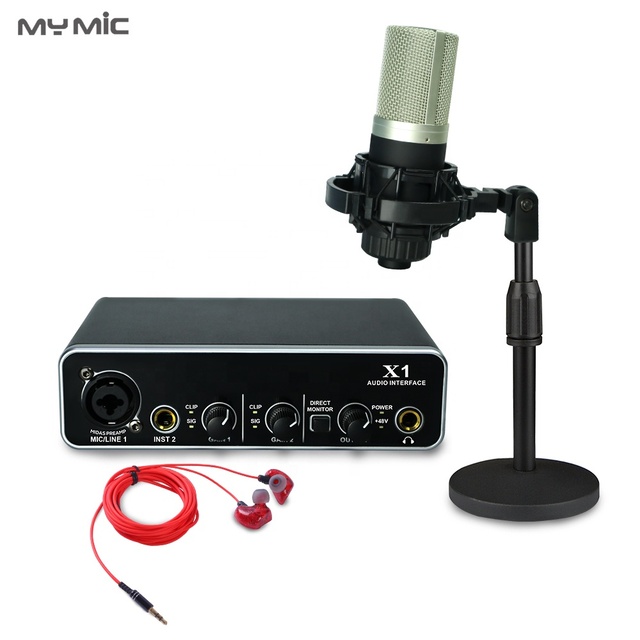 MX4 Professional Sound Card Audio Interface Kit Studio Microphone for Podcasting Computer Singing Recording with Headphone