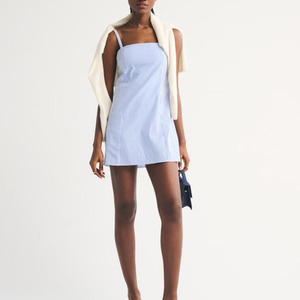 เดรสสั้นทรงเอ สไตล์วินเทจ Y2K คอเหลี่ยม สายเดี่ยว ผ้าฝ้ายลายตาราง/ลายทาง สำหรับผู้หญิง ฤดูร้อน - Product Image 6