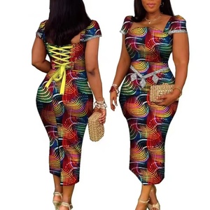 Robes Dashiki Africaines pour Femmes Coupe Ajustée en Coton Brodé Imprimé Africain Ankara Mode Nigériane Robes de Soirée d'Été 5085 - Product Image 1