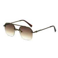 Lunettes de soleil Partagas tendance, de créateur, avec logo personnalisé, semi-cerclées, verres taillés diamant, double pont, protection UV400, vente en gros