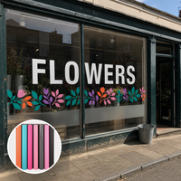 Rollo de Vinilo Cortado para Decoración de Ventanas de Floristería, Diseño de Flores Coloridas, Vinilo Autoadhesivo para Plotter, Venta al Por Mayor