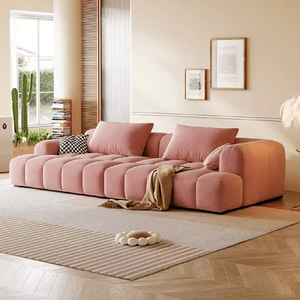 โซฟาถักดีไซน์อิตาลีสุดหรูทันสมัยจากโรงงาน Foshan โดยตรง - เตียงแบบโมดูลาร์หุ้มหนัง ผ้า และไม้ พร้อมฟองน้ำสำหรับห้องนั่งเล่น - Product Image 2