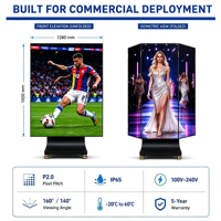 Écran publicitaire LED pliable P2.0 avec base à roulettes pour centre commercial, exposition, magasin, événement