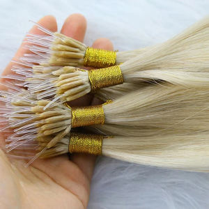 Extension per capelli con punta in silicone, 100% veri capelli umani Remy, 1g/mazzo, 16-22 pollici, senza grovigli, a lunga durata, con nano anelli - Product Image 1