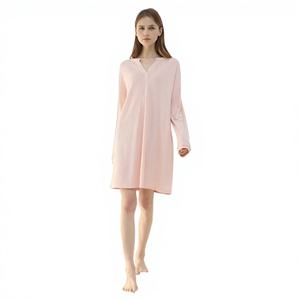 High Quality V-Neck Woman Nightgown Cotton Women Robes Femme Bamboo Nightdress Custom Sleepwear Nightwear - Product Image 1