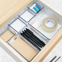 Ensemble d'organisateurs de tiroirs de bureau en PET transparent et boîte de rangement multifonctionnelle pour la cuisine, pour bijoux et articles ménagers
