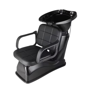 Chaise de lavage de cheveux noire à succès, chaise de salon de coiffure, chaise de lavage de cheveux pour salon de coiffure, lavabo avec bol en céramique, SPA - Product Image 1
