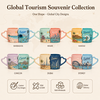 Souvenirs touristiques barbadiens, ensemble de tasses à café en céramique pour couple, forme de cœur, avec boîte, personnalisable, plage, ville, OEM, ODM, vente en gros