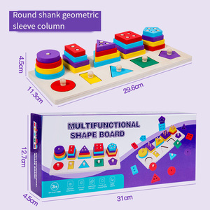Comniki naturale privo di sostanze chimiche in legno di pino blocchi di legno giocattolo brillano angolo di legno blocco geometrico torre di legno blocco - Product Image 6