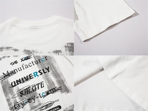 T-shirt da uomo 100% cotone con grafica tipografica effetto schizzi di vernice, profondità tattile artigianale, vestibilità rilassata e oversize - Product Image 4