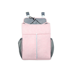 Sac de rangement suspendu pour <span class=keywords><strong>lit</strong></span> de bébé, sac à couches multifonctionnel en lin, petite étagère de chevet - Product Image 5